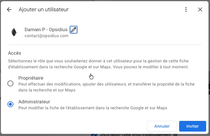 Choose the role and invite
